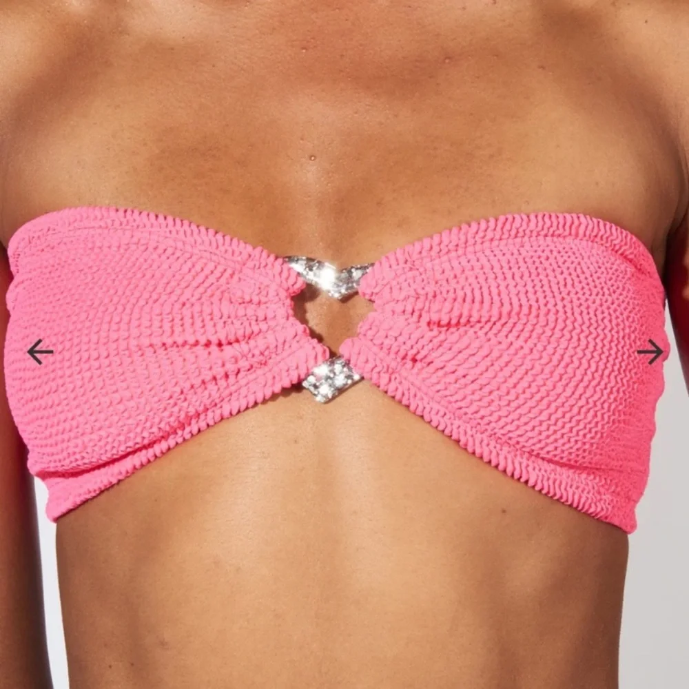 NWT Hunza g nicole embellished crinkle bikini in hot pinkl - Picture 4 of 10